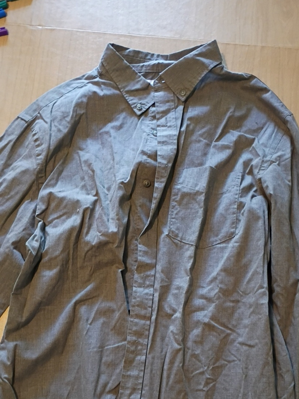 Old Navy Men's Gray Button-Down Shirt with Chest Pocket